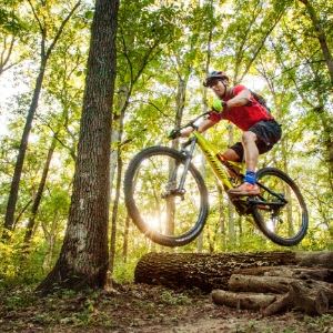 Man mountain biking